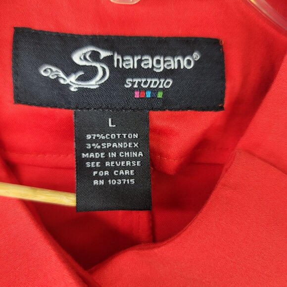 Vintage 90s Sharagano Blouse Jacket L Button Pleated Pockets Red Deadstock NEW - Picture 5 of 10